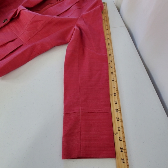 Anne Klein Linen Blend Blazer Size 14 Pink Structure Button Front Lined Jacket - Picture 10 of 13